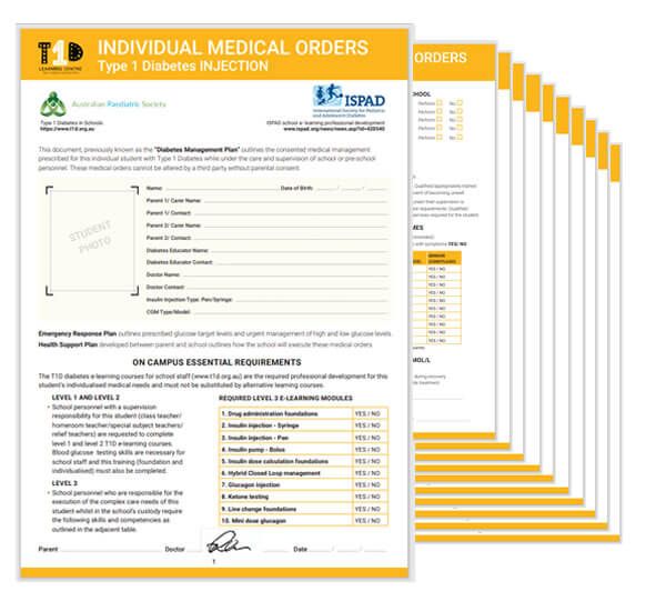 APS Individual Medical Orders T1D Diabetes Injection